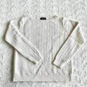 Vintage LRL Ralph Lauren Sweater Womens Medium Ivory Knit Boat Neck Fisherman